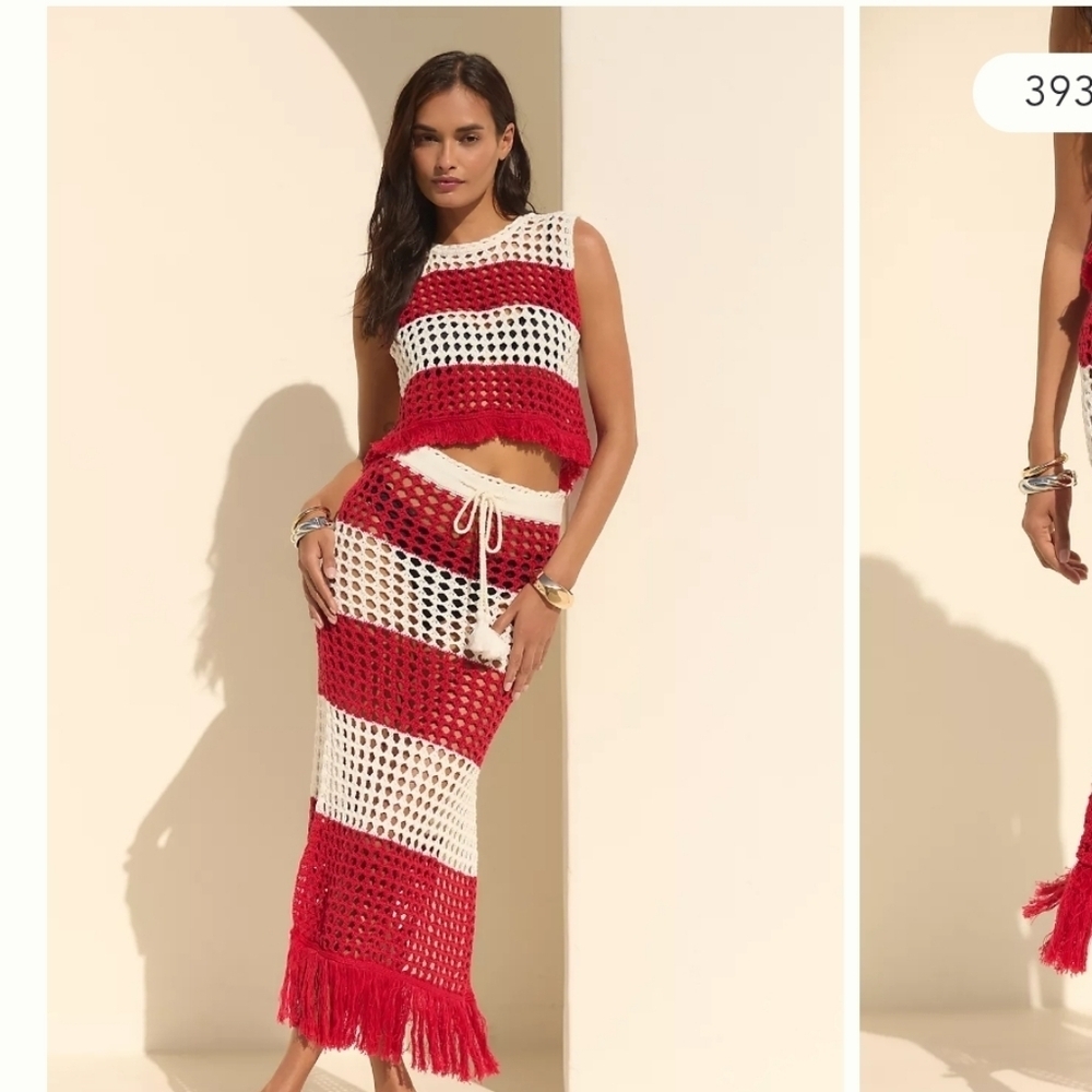 Farm Rio NWOTs Striped Crochet Skirt Set - Picture 7 of 12